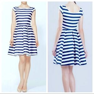 Kate Spade ♠️ Mariella Dress Blue White Stripe Flare Dress, sz. 2